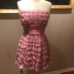 UEC BCBG strapless ruffle cocktail dress
